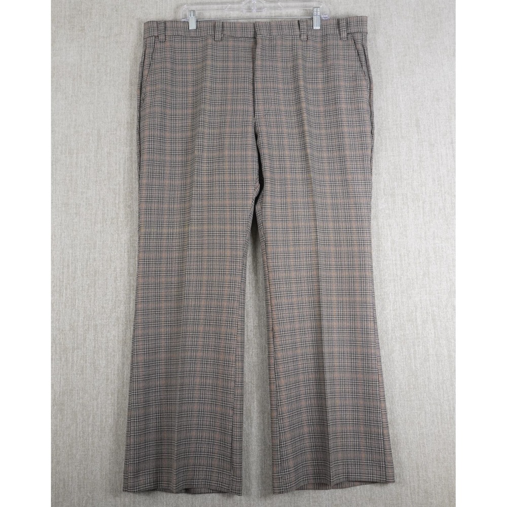 Vintage Levi's Panatela Pants Mens 41x30 Beige Plaid Tweed Flare Dress Slacks